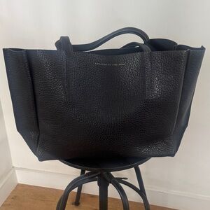 Ampersand as Apostrophe Black Leather Tote Bag